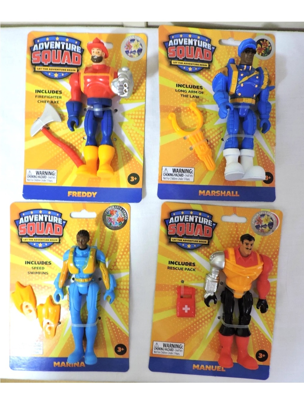 Compete 4 Team Set Adventure Squad Action Figures Rescue Heros Fireman EMT Sea